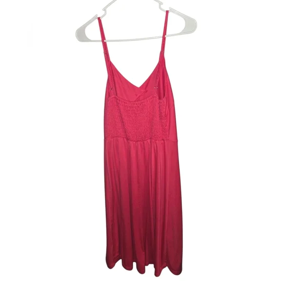 Pink Button-Down Midi Summer Dress, Medium, Preppy, Stretchy - Picture 2 of 6